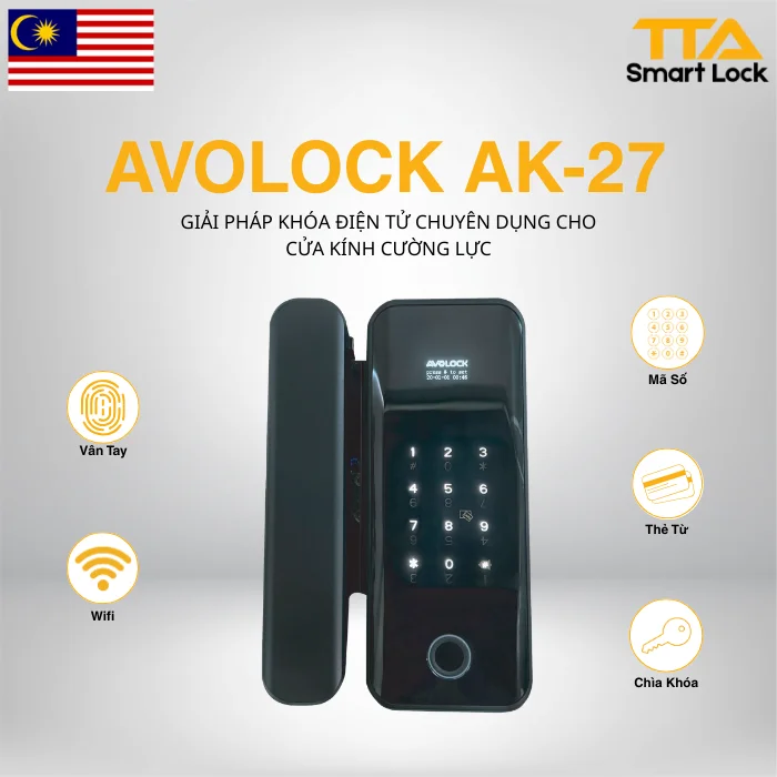 Khóa vân tay cửa kính Avolock AK-27