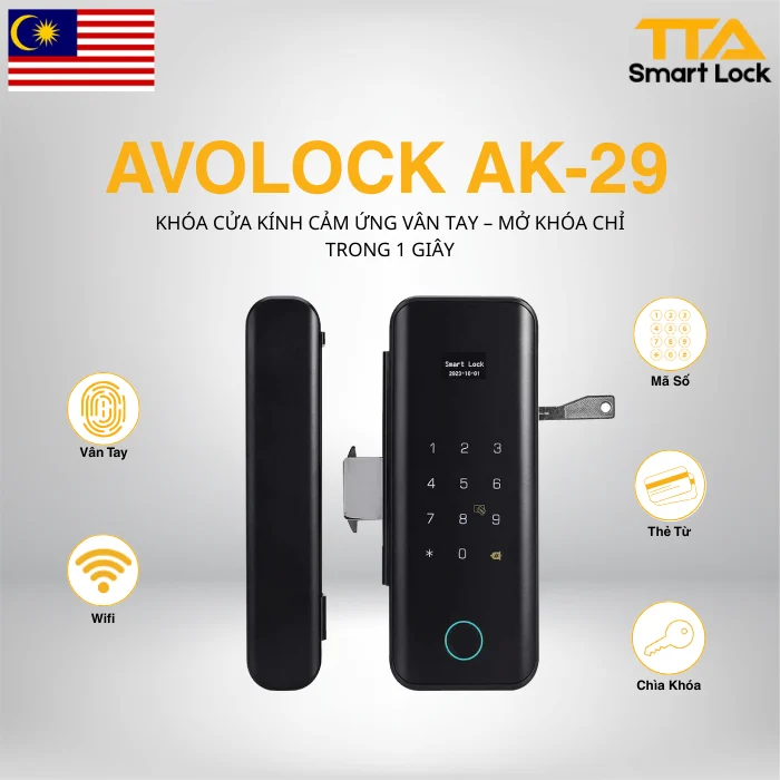 Khóa vân tay cửa kính Avolock AK-29