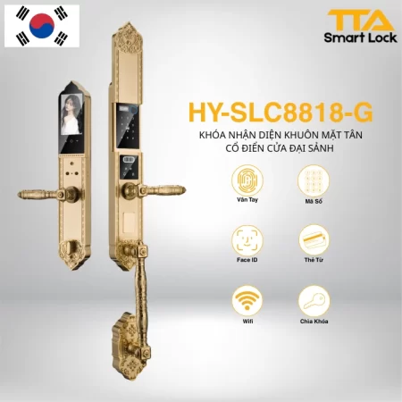 Khóa cửa đại sảnh Hyundai HY-SLC8818 Gold 24K