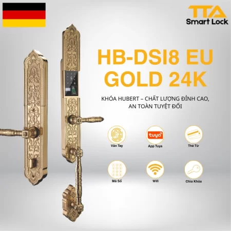 Khóa cửa vân tay đại sảnh Hubert HB-DSI8-EU-GOLD-24K