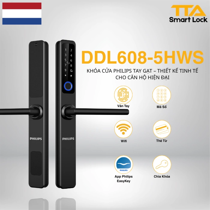 Khóa vân tay Philips DDL608-5HWS