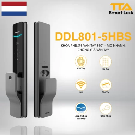 Khóa vân tay Philips DDL801- 5HBS