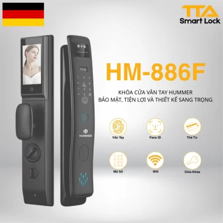 Khóa cửa vân tay HUMMER HM-886F Face ID