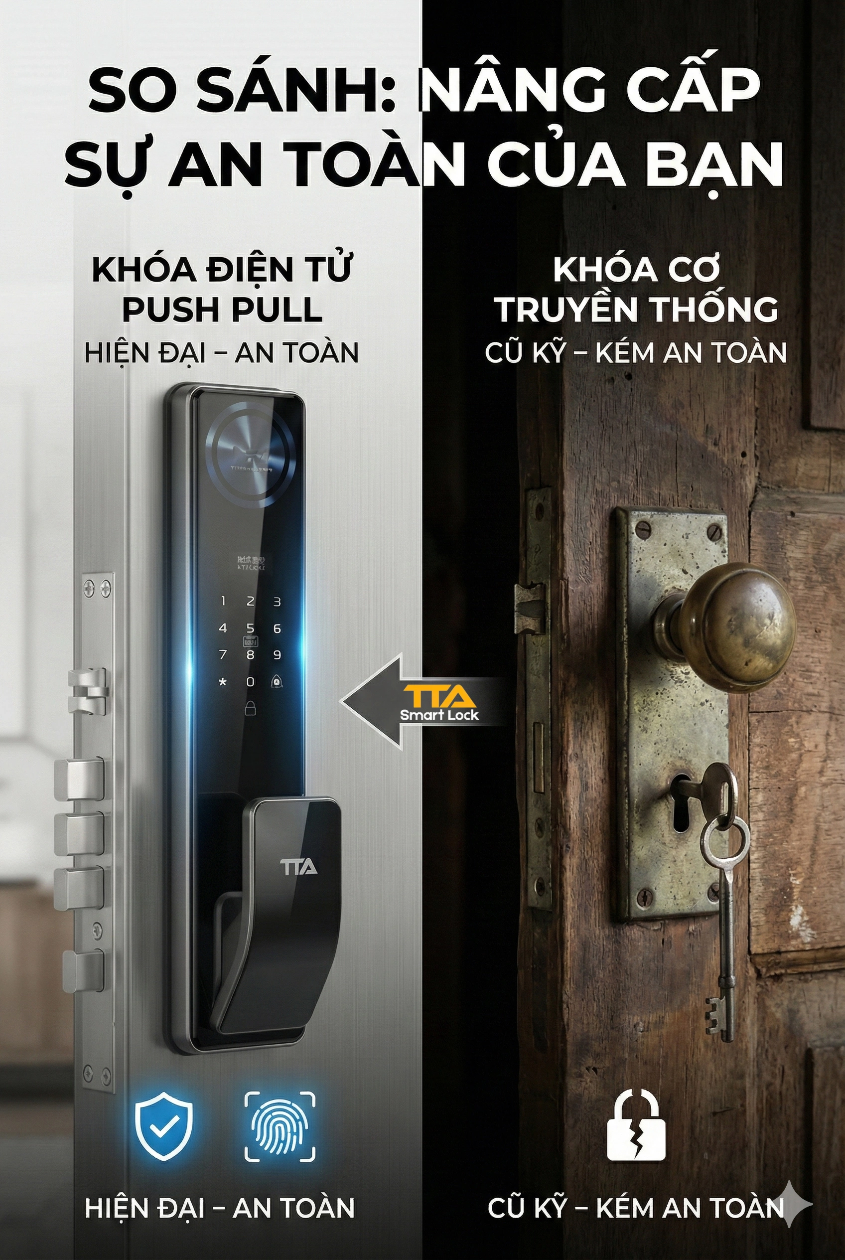Khóa điện tử Push Pull – Giải pháp khóa thông minh cho nhà hiện đại